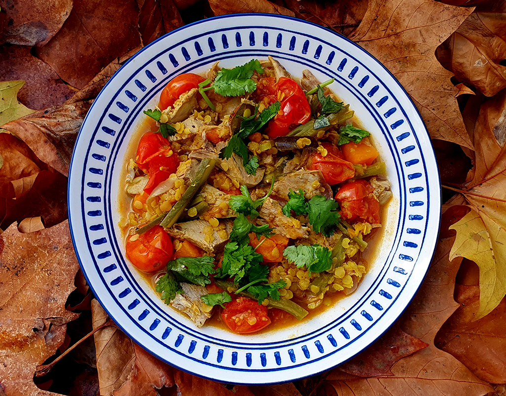 Red Lentil and Sweet Potato Curry with Duck