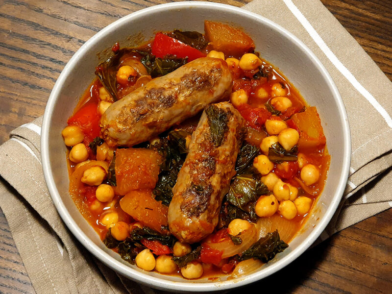 Sausages, Squash and Chickpeas One-Pot