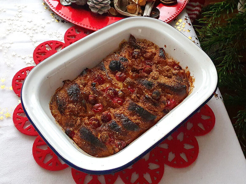 Baked Croissants with Chestnuts and Cranberries