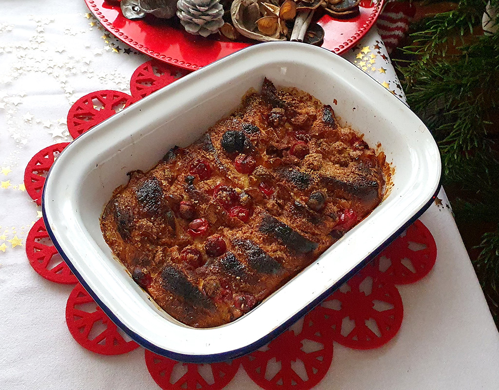 Baked Croissants with Chestnuts and Cranberries