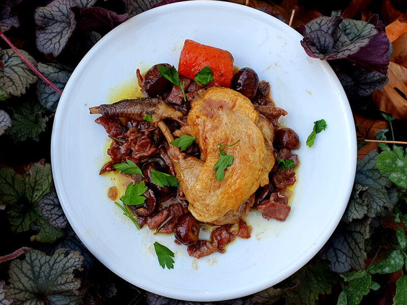 Guinea Fowl Casserole with Chestnuts