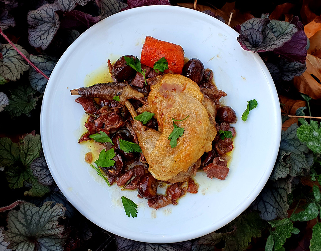 Guinea Fowl Casserole with Chestnuts