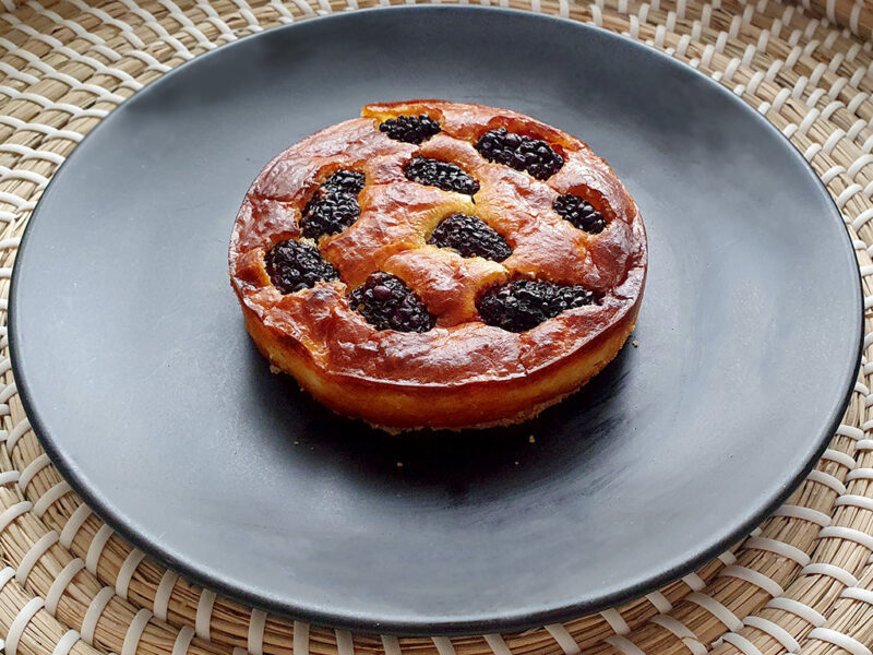 Baked Mascarpone and Blackberry Cheesecake