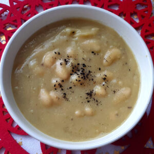 Parsnip, celeriac and bean soup