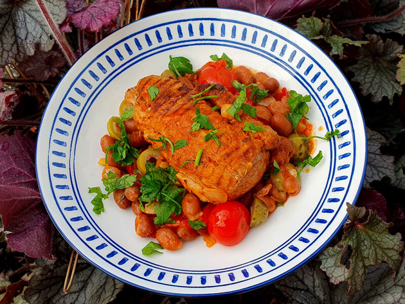 Pork Fillet with Chorizo and Bean Sauce