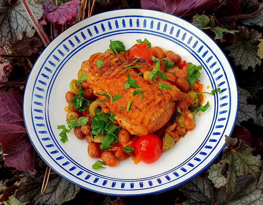 Pork Fillet with Chorizo and Bean Sauce