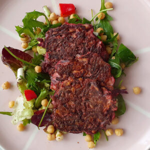 Beetroot and Halloumi Fritters