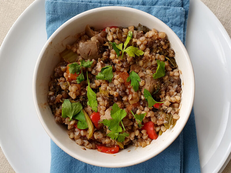 Duck Liver and Lentil Ragu with Buckwheat