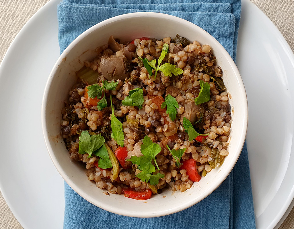 Duck Liver and Lentil Ragu with Buckwheat