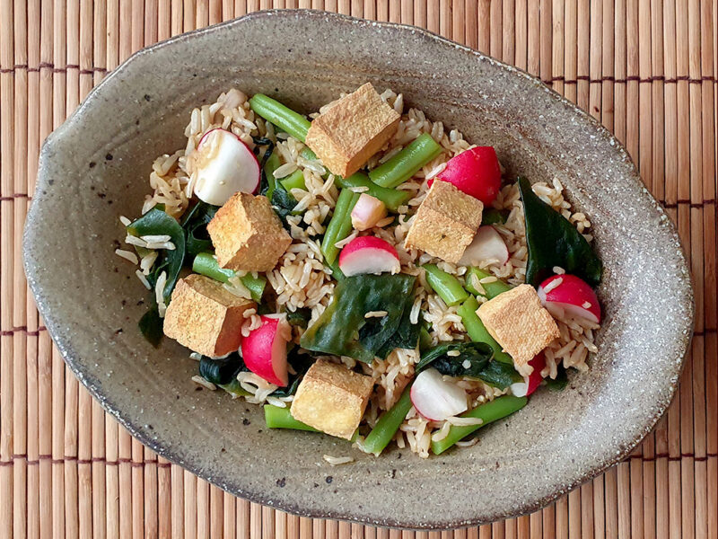 Miso Rice Salad with Crispy Tofu