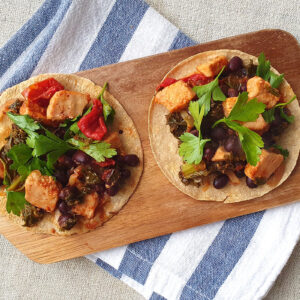 Vegan “Chicken” and Black Bean Tacos
