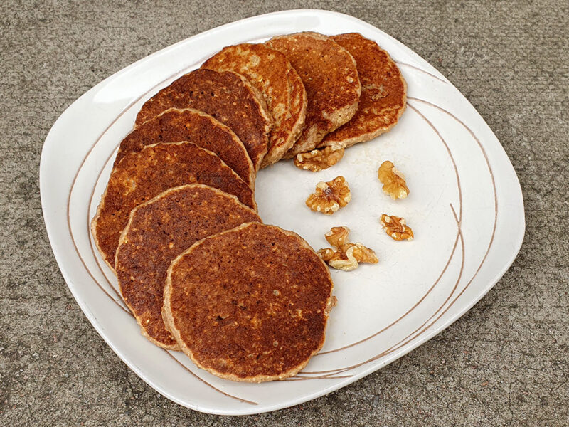 Apple and Walnut Oat Pancakes