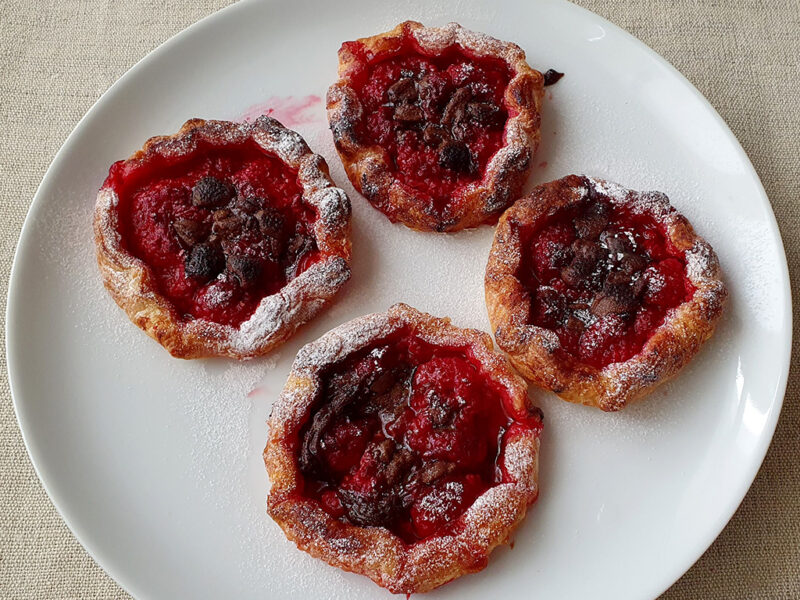 Chocolate Raspberry Puff Pastry Tarts