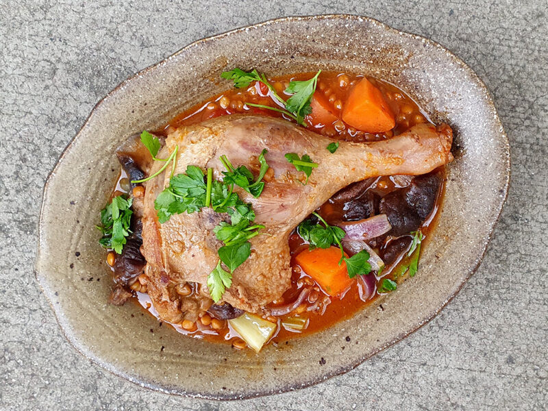 Duck and Lentil Stew with Mushrooms