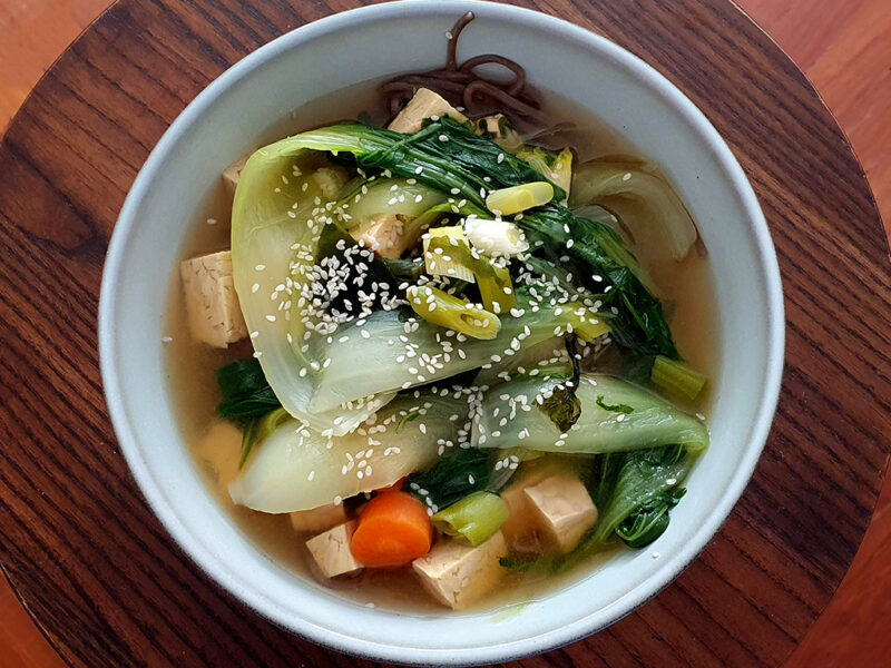 Miso Soup with Bok Choy and Tempeh