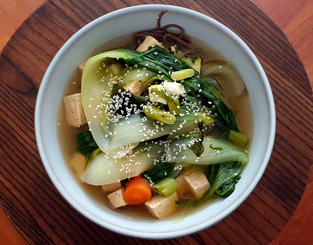 Miso Soup with Bok Choy and Tempeh