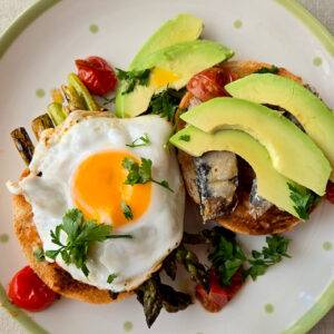 Sardine, Asparagus and Avocado Bagel