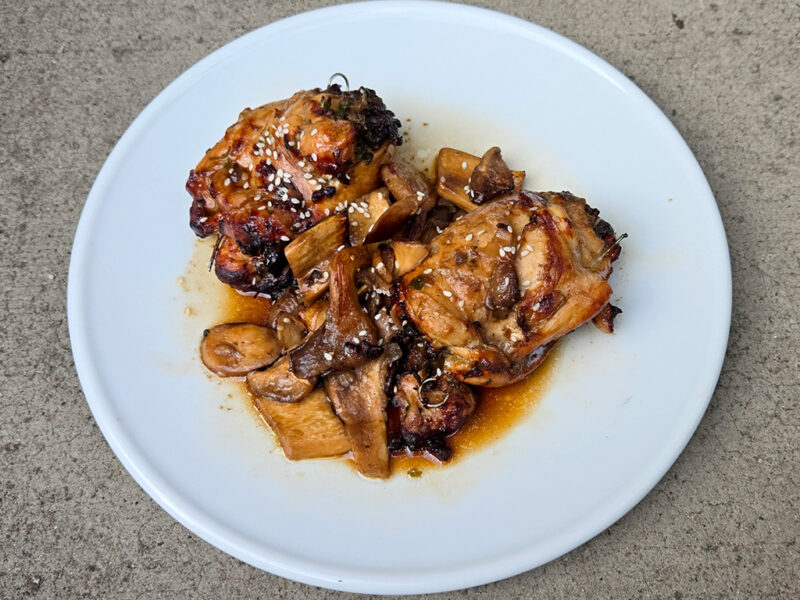 Air Fryer Teriyaki Chicken Thighs Stuffed with Mushrooms