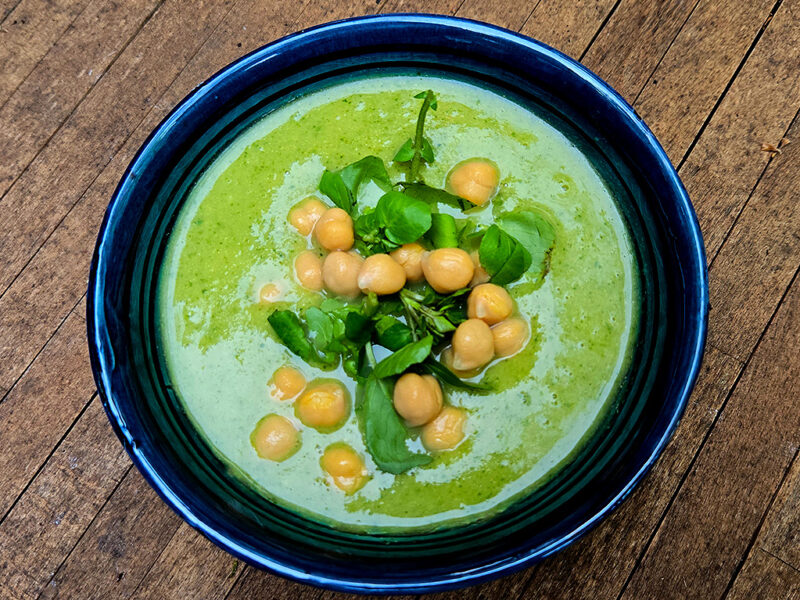 Broccoli, Watercress and Chickpea Soup