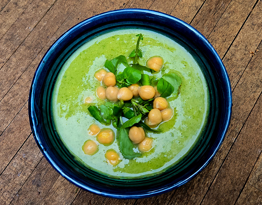 Broccoli, Watercress and Chickpea Soup