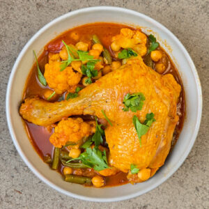 Moroccan Chicken Stew with Cauliflower and Chickpeas