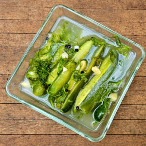 Quick Fermented Cucumbers in Sparkling Water