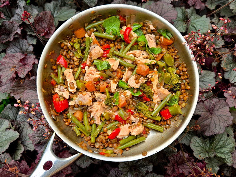 Salmon with Lentils and Greens