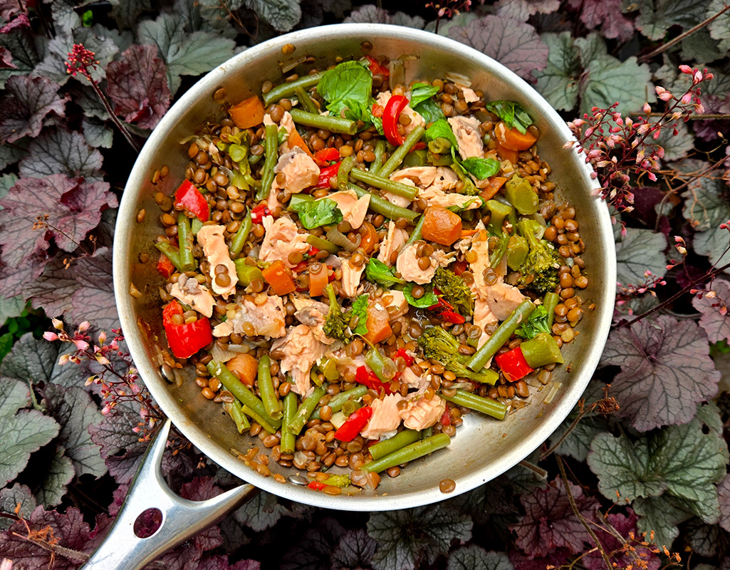Salmon with Lentils and Greens