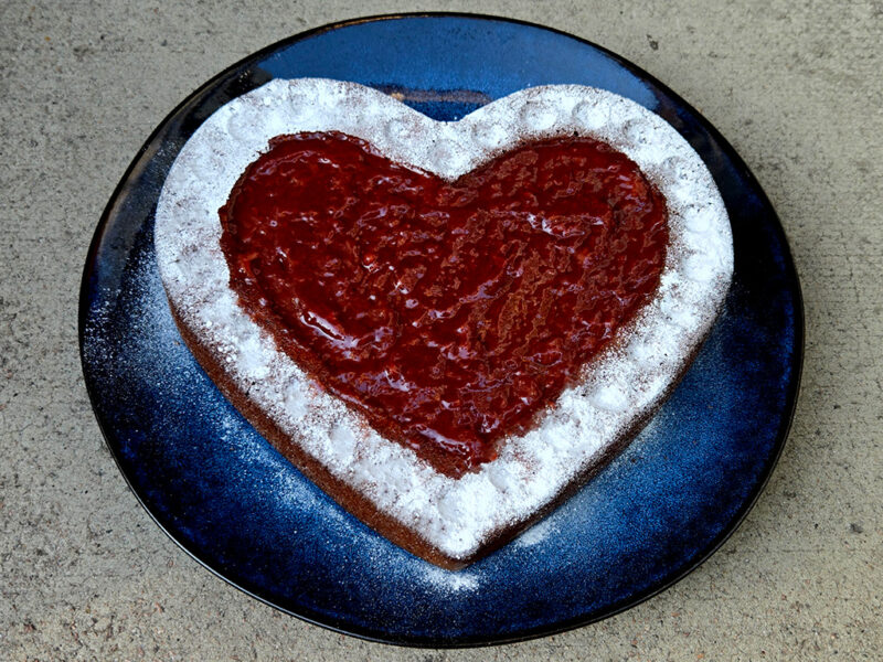 Chocolate and Strawberry Jam Cake