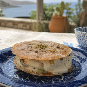 Frozen Greek Yogurt with Pistachios, Honey & Halva