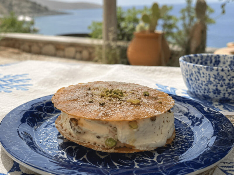 Frozen Greek Yogurt with Pistachios, Honey & Halva