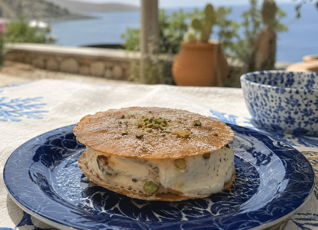 Frozen Greek Yogurt with Pistachios, Honey & Halva