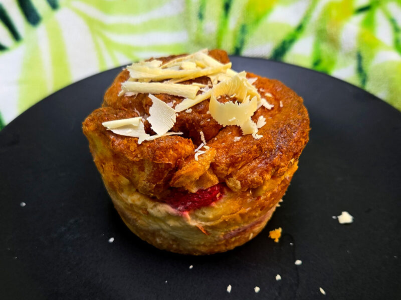 Strawberry and White Chocolate Croissant Pudding