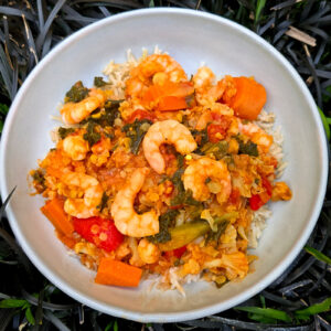 Lentil and Cauliflower Stew with Prawns