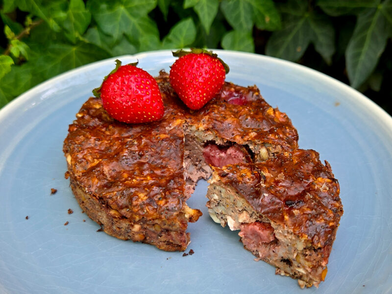 Strawberry and Chia Seed Cottage Cheese Cake