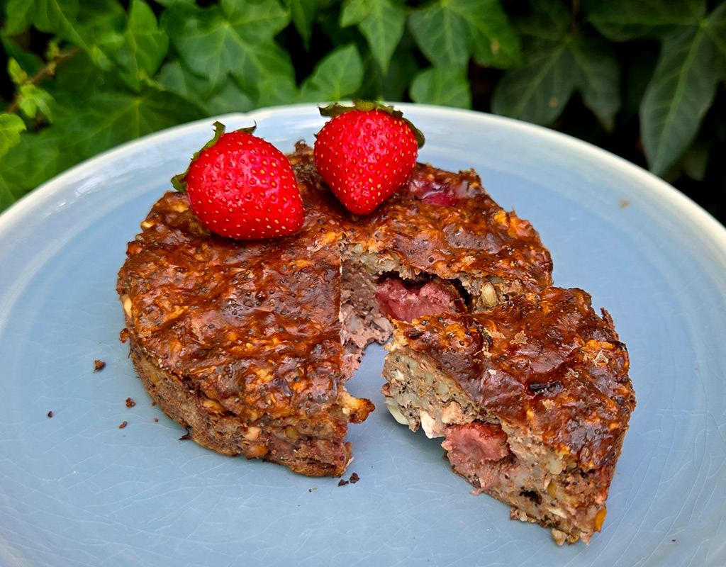Strawberry and Chia Seed Cottage Cheese Cake