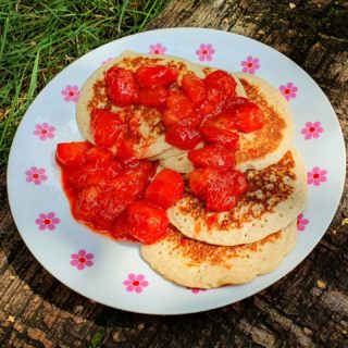 Almond pancakes with #sugarfree strawberry  compote - 😋😋😋🥞🥞🥞#glutenfreepancakes #dairyfreepancakes #dairyfreeglutenfree #strawberrycompote #healthydesserts #sugarfreedessert #healthyandyummy #healthydiet #healthypancakes #instapancake #summerdessert #healthyyummy #recipeoftheday #instafood #tastyandhealthy